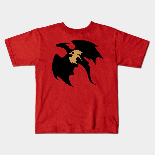 Black and Gold Dragons Kids T-Shirt by Lady Lilac